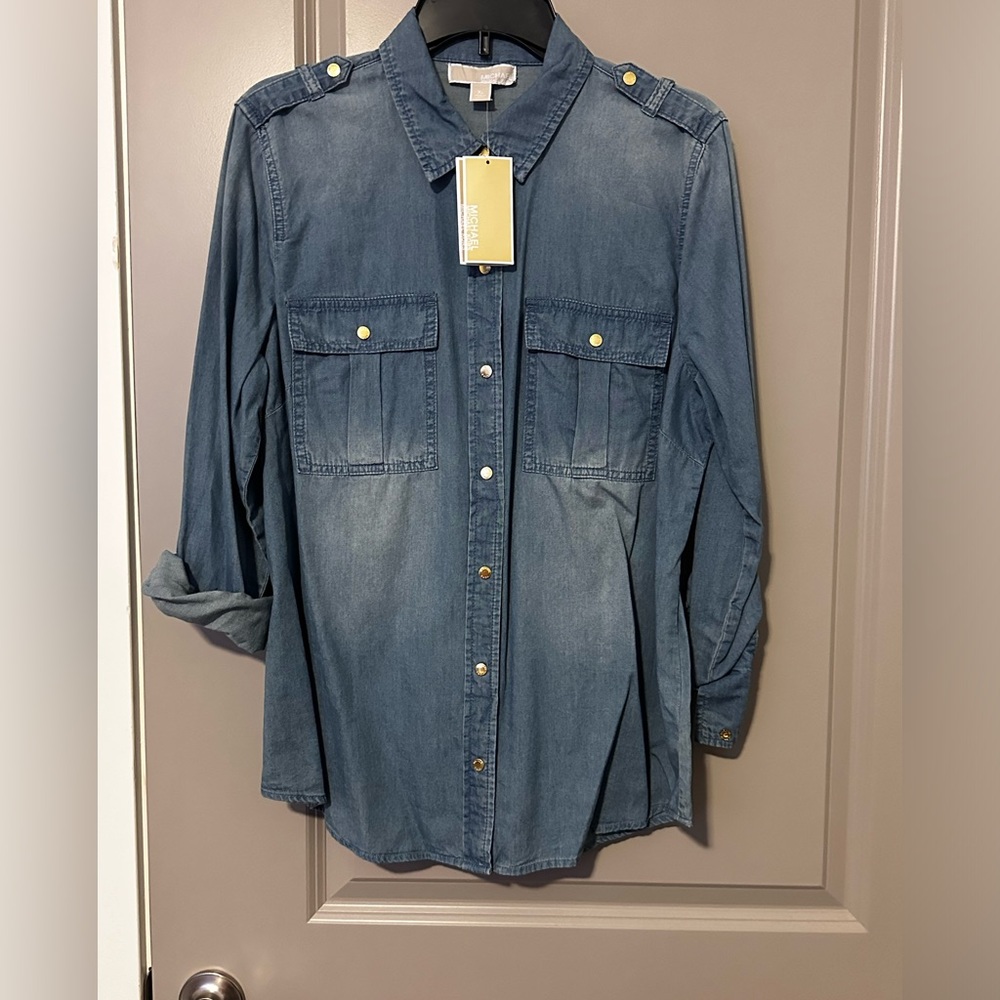 Michael Kors Demin Shirt Color: LT Cadet Wash Size: XL NWT